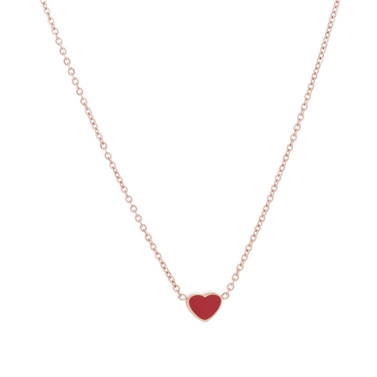 Red Enamel & 18K Rose Gold-Plated Heart Pendant Necklace