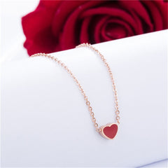 Red Enamel & 18K Rose Gold-Plated Heart Pendant Necklace