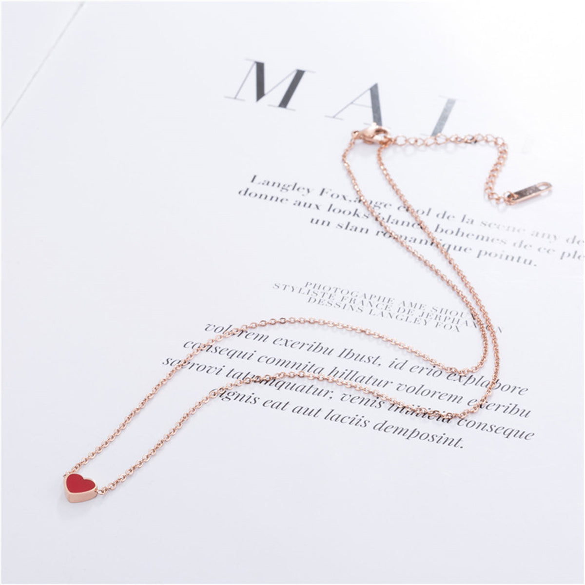 Red Enamel & 18K Rose Gold-Plated Heart Pendant Necklace