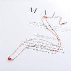 Red Enamel & 18K Rose Gold-Plated Heart Pendant Necklace