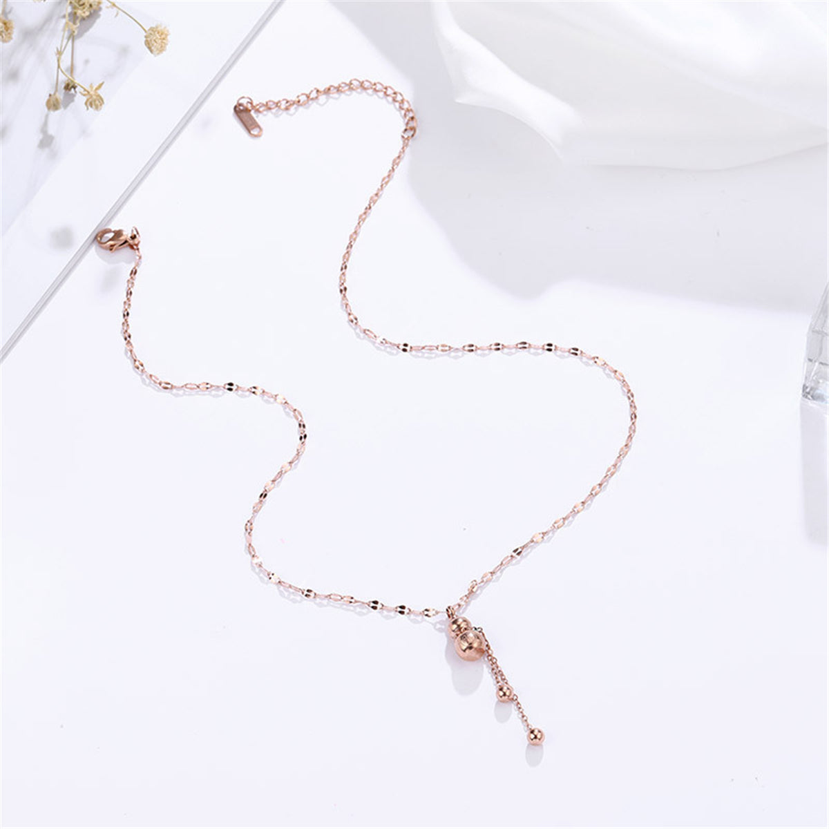 18K Rose Gold-Plated Calabash Tassel Pendant Necklace