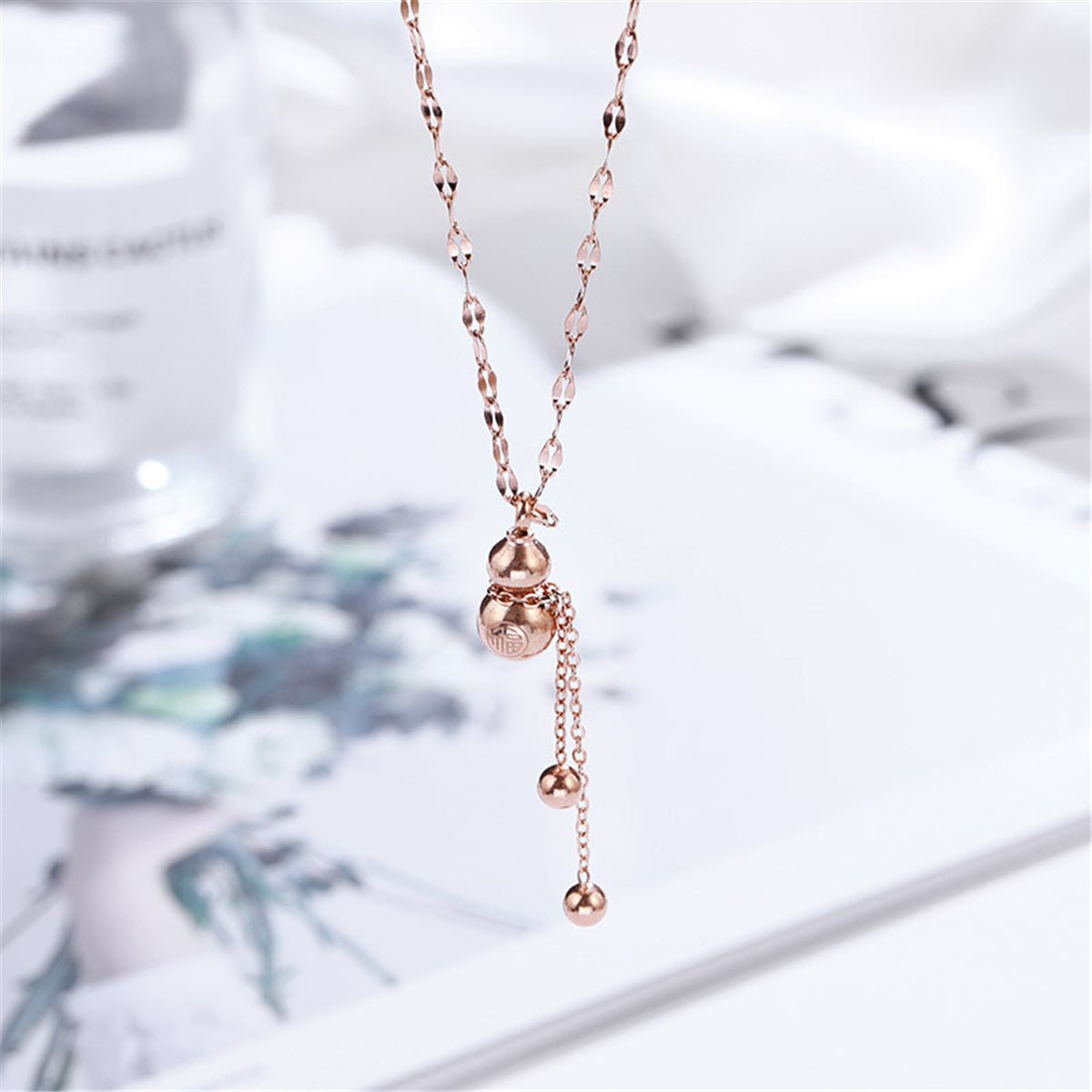 18K Rose Gold-Plated Calabash Tassel Pendant Necklace