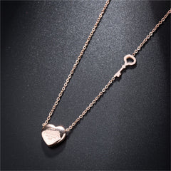 18K Rose Gold-Plated 'Eternal Love' Heart Key Pendant Necklace