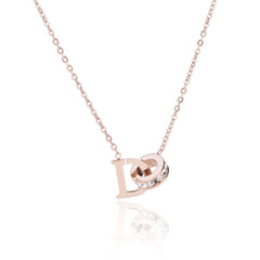 Crystal & 18K Rose Gold-Plated 'D' & Ring Pendant Necklace