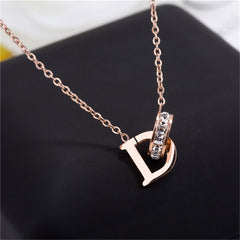 Crystal & 18K Rose Gold-Plated 'D' & Ring Pendant Necklace