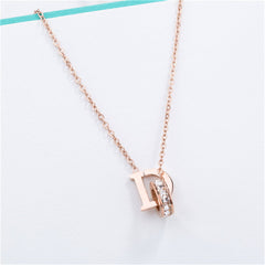 Crystal & 18K Rose Gold-Plated 'D' & Ring Pendant Necklace