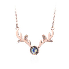 Cubic Zirconia & 18K Rose Gold-Plated Antler Pendant Necklace