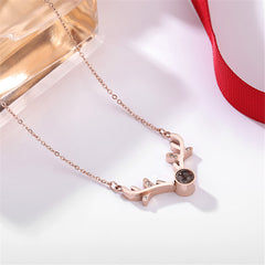 Cubic Zirconia & 18K Rose Gold-Plated Antler Pendant Necklace