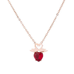 Red Crystal & 18K Rose Gold-Plated Swan Heart Pendant Necklace