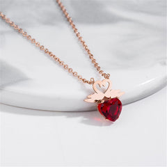 Red Crystal & 18K Rose Gold-Plated Swan Heart Pendant Necklace