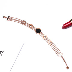 Black Acrylic & 18K Rose Gold-Plated Roman Numeral Multi-Strand Bracelet