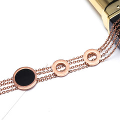 Black Acrylic & 18K Rose Gold-Plated Roman Numeral Multi-Strand Bracelet