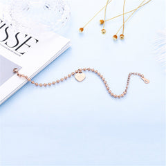 18K Rose Gold-Plated 'Love Forever' Bead Chain Heart Charm Bracelet