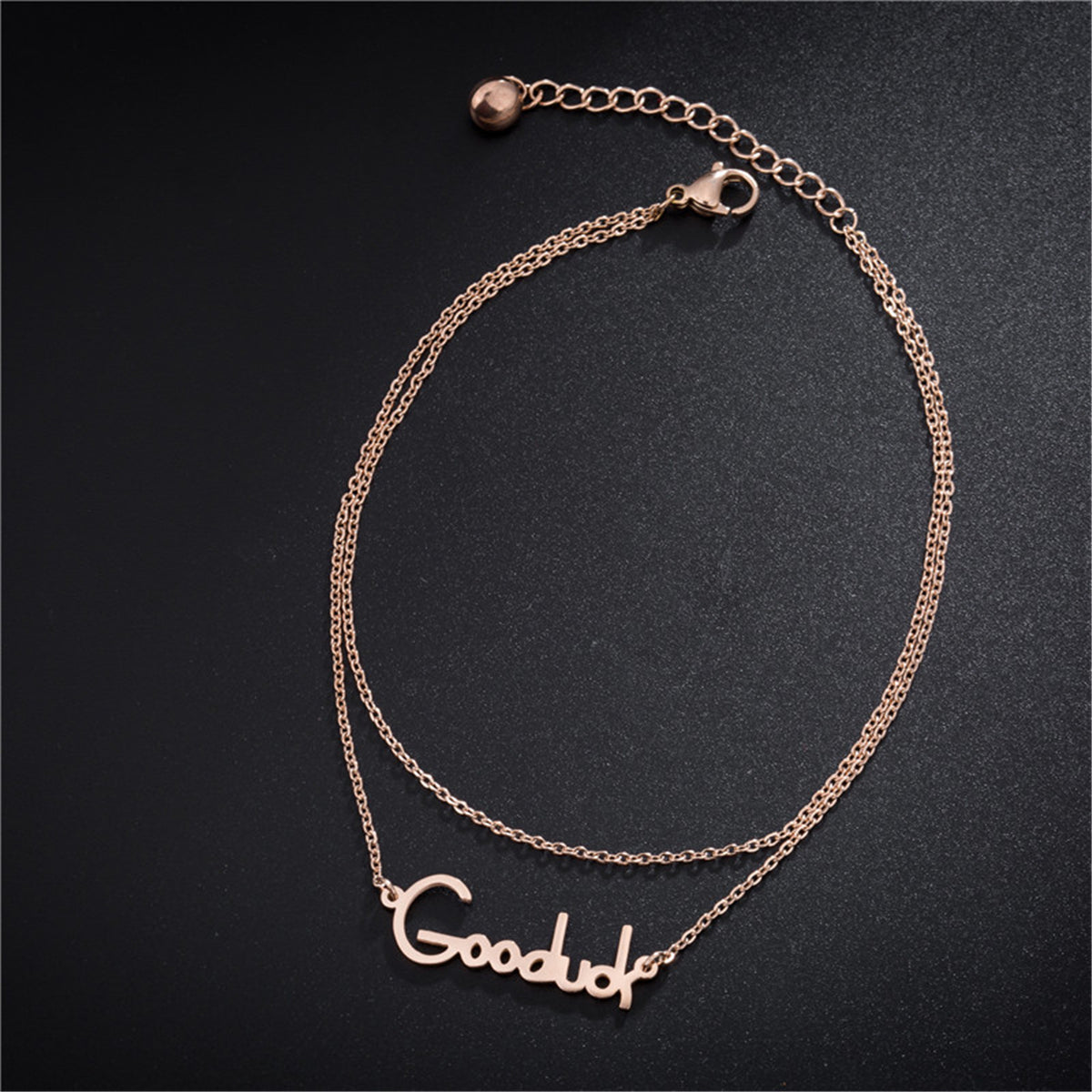 18K Rose Gold-Plated 'Goodluck' Layered Anklet