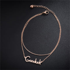 18K Rose Gold-Plated 'Goodluck' Layered Anklet