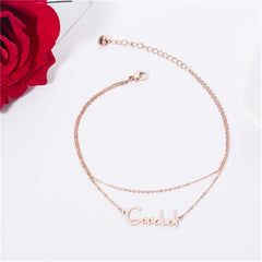 18K Rose Gold-Plated 'Goodluck' Layered Anklet