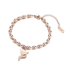 18K Rose Gold-Plated Bead Chain Frosted Fox Charm Bracelet