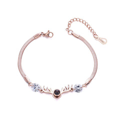 Crystal & 18K Rose Gold-Plated Antler Charm Bracelet