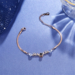 Crystal & 18K Rose Gold-Plated Antler Charm Bracelet