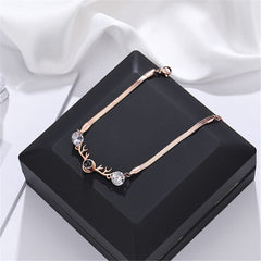 Crystal & 18K Rose Gold-Plated Antler Charm Bracelet