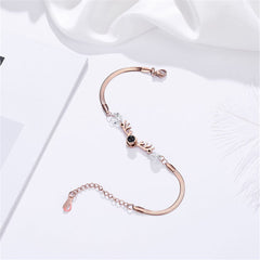 Crystal & 18K Rose Gold-Plated Antler Charm Bracelet