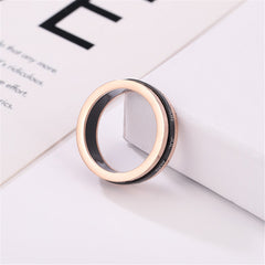 Black Acrylic & 18K Rose Gold-Plated Calendar Ring