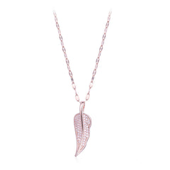 Cubic Zirconia & 18K Rose Gold-Plated Leaf Pendant Necklace