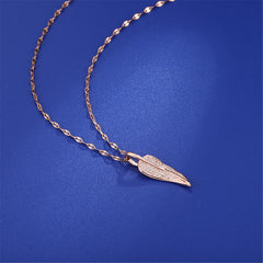 Cubic Zirconia & 18K Rose Gold-Plated Leaf Pendant Necklace