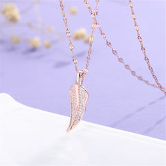 Cubic Zirconia & 18K Rose Gold-Plated Leaf Pendant Necklace