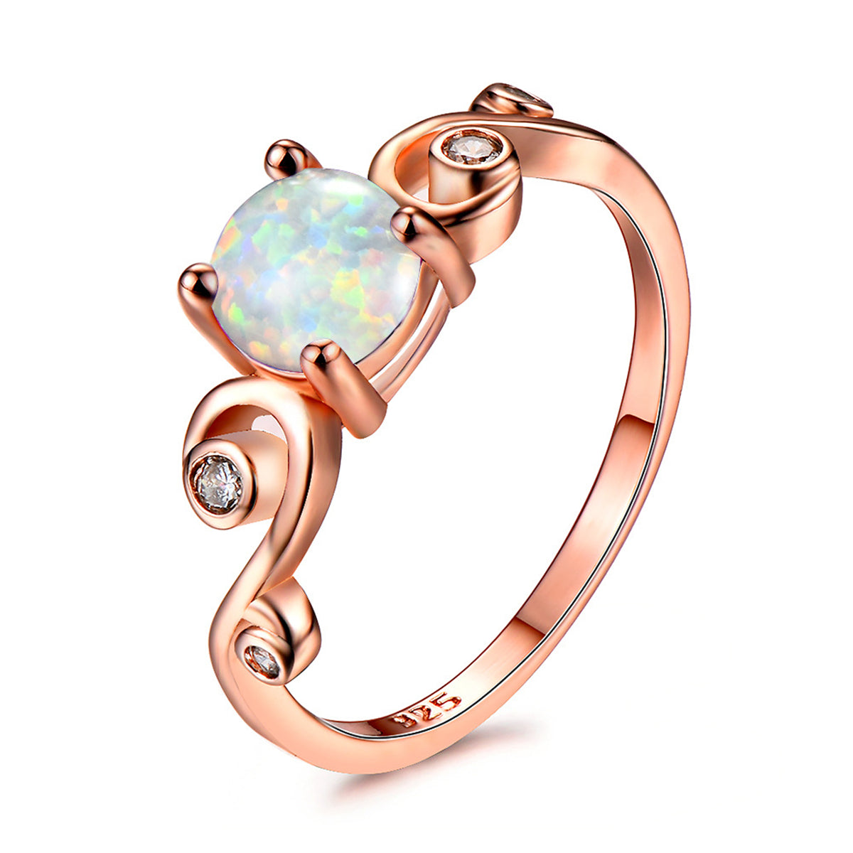 Opal & Cubic Zirconia Wave Ring