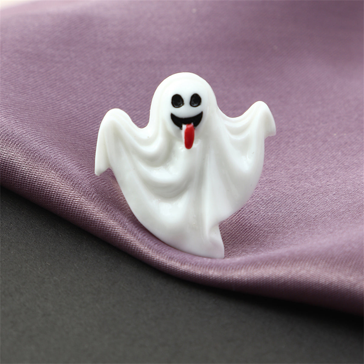 White & Silver-Plated Ghost Adjustable Ring