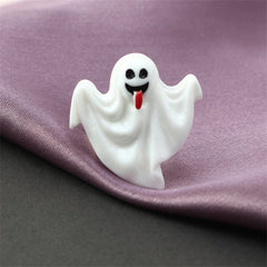 White & Silver-Plated Ghost Adjustable Ring