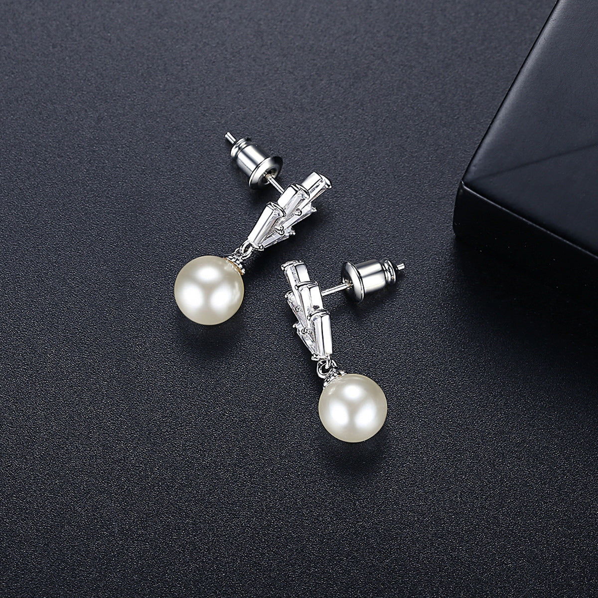 Crystal & Pearl Silver-Plated Botanical Drop Earrings