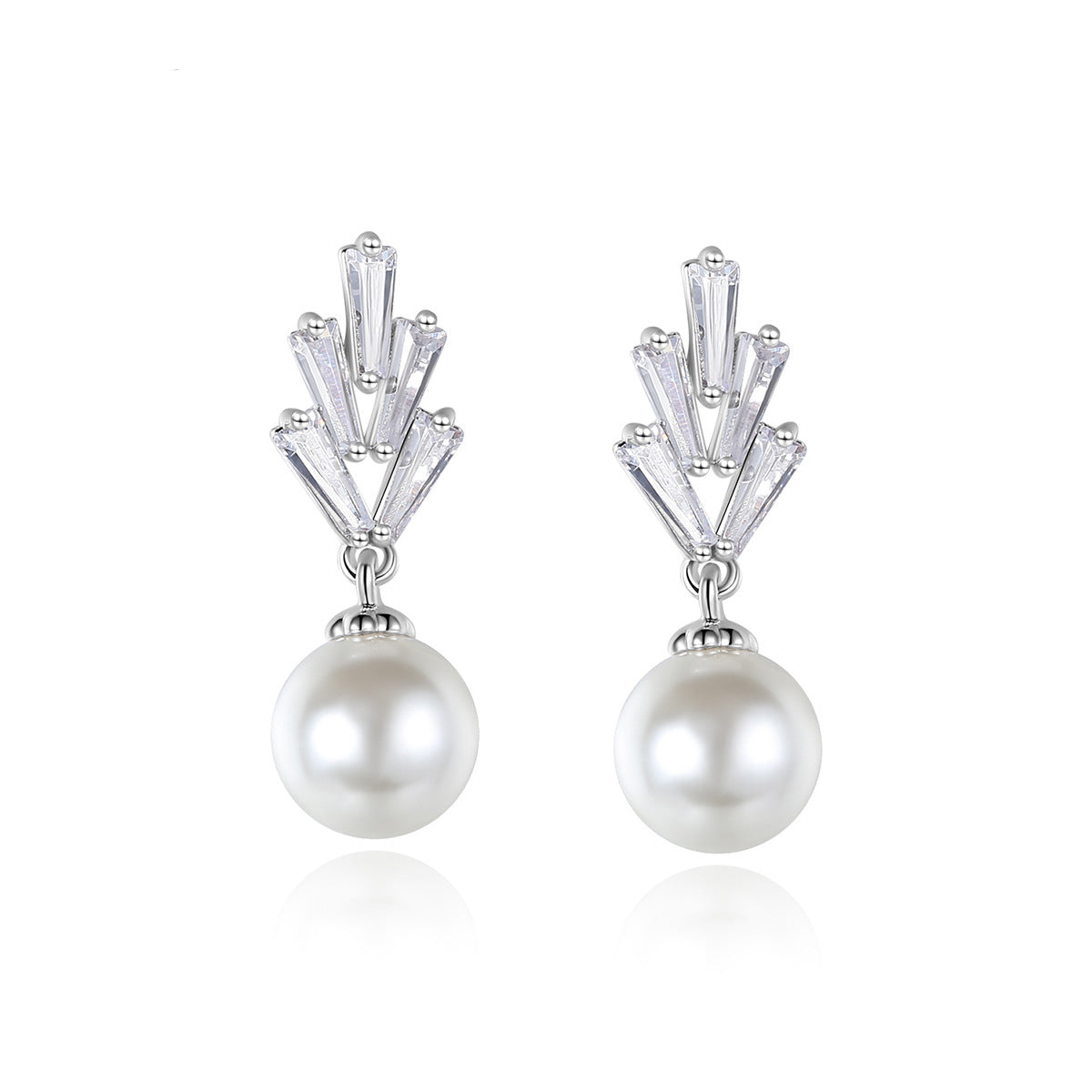 Crystal & Pearl Silver-Plated Botanical Drop Earrings