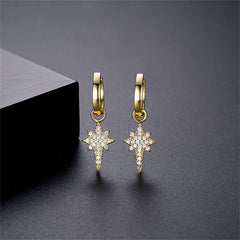 Cubic Zirconia & 18K Gold-Plated Star Huggie Earrings