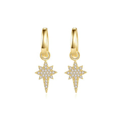 Cubic Zirconia & 18K Gold-Plated Star Huggie Earrings