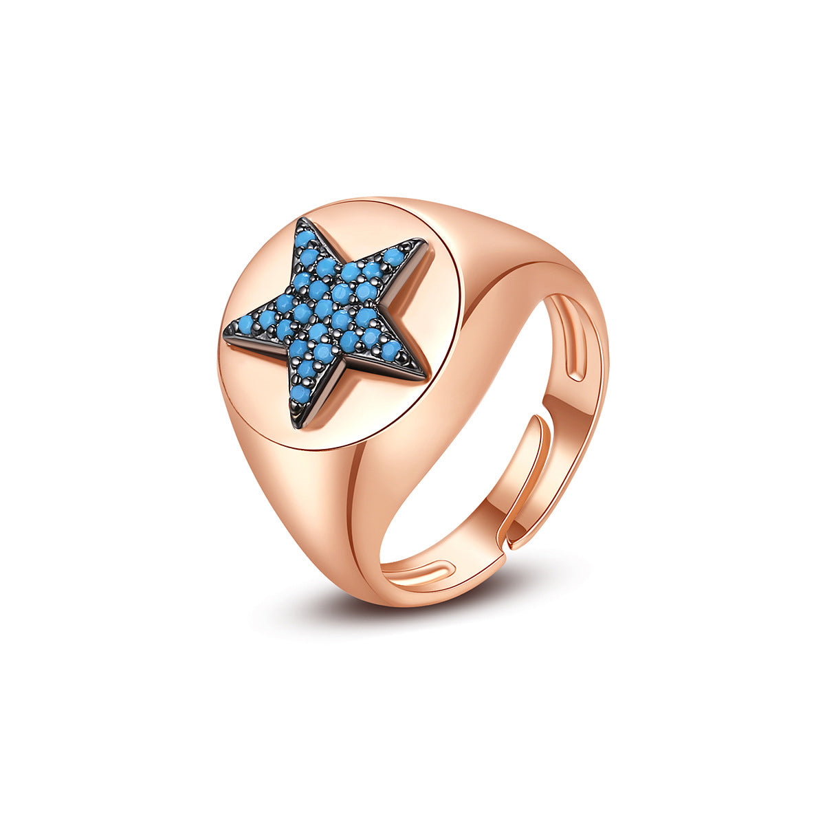 Blue Resin & 18K Gold-Plated Star Adjustable Ring