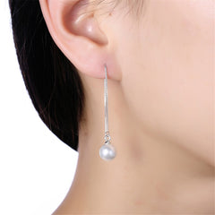 Cultured Pearl & Sterling Silver Box Chain Threader Earrings