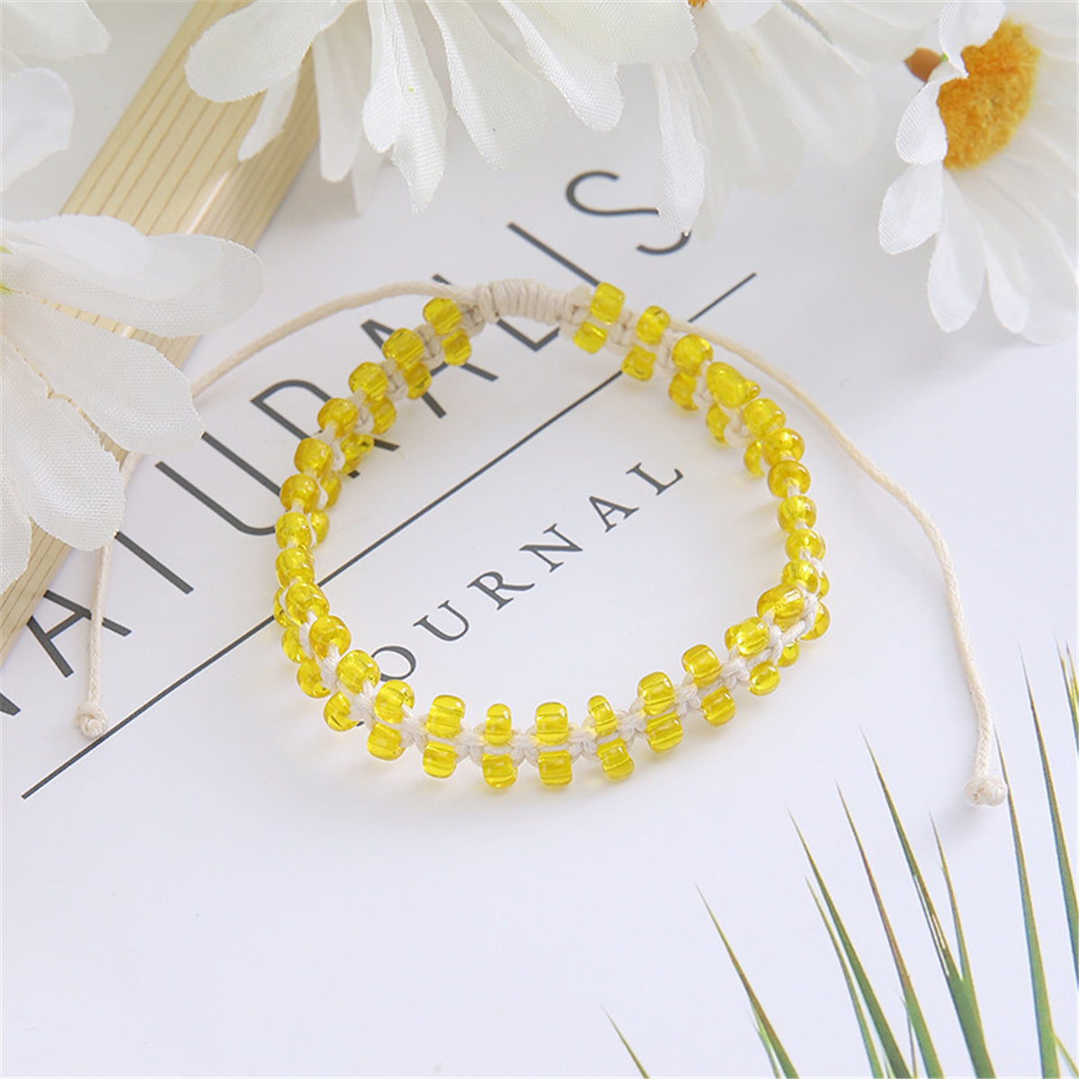 Yellow Acrylic Beaded Layered Bracelet