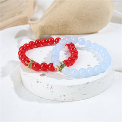 Blue & Red Quartz Stretch Bracelet Set