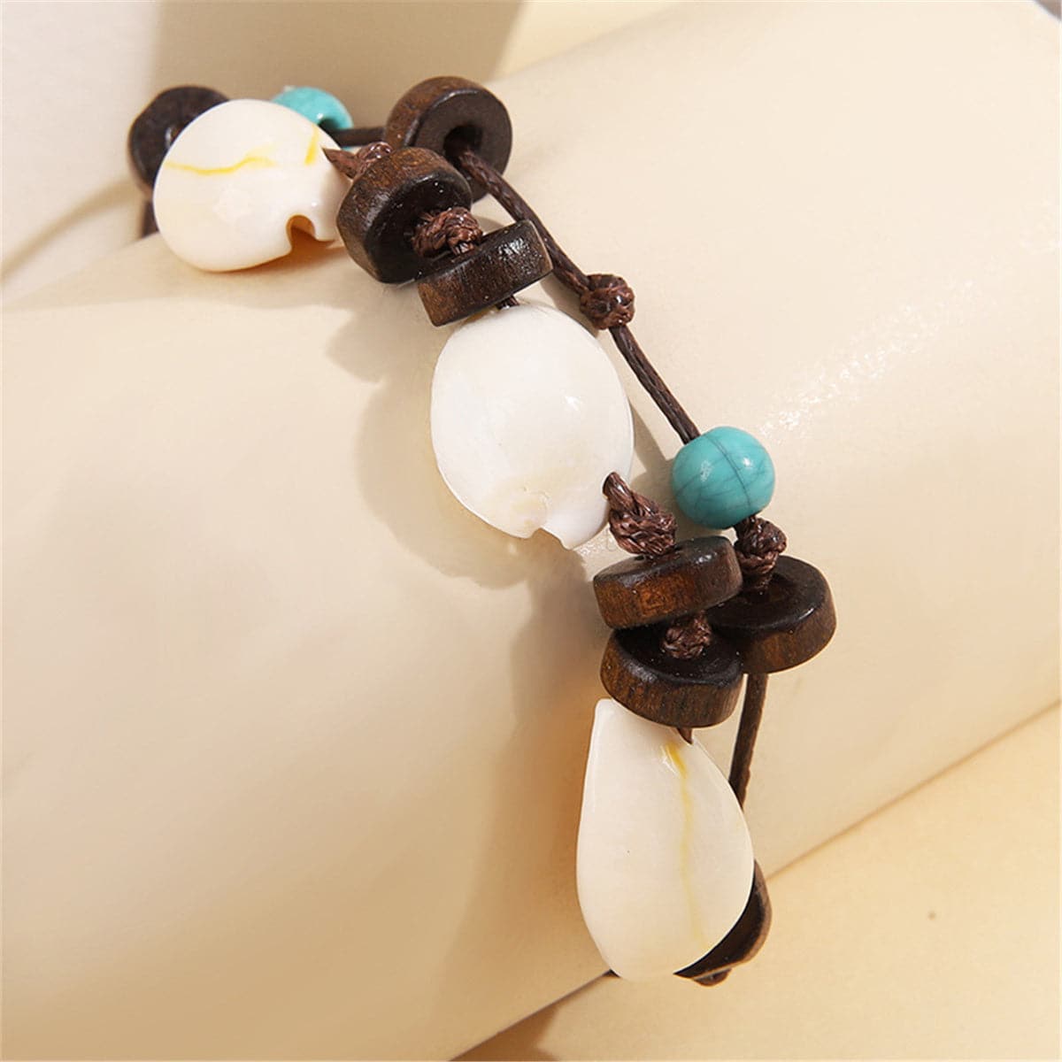 Turquoise & Conch Shell Layered Bracelet