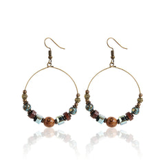 Wood & Acrylic 18K Gold-Plated Beaded Hoop Earrings