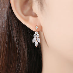 Crystal & Cubic Zirconia 18K Rose Gold-Plated Leaves Drop Earrings