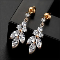 Crystal & Cubic Zirconia 18K Gold-Plated Leaves Drop Earrings