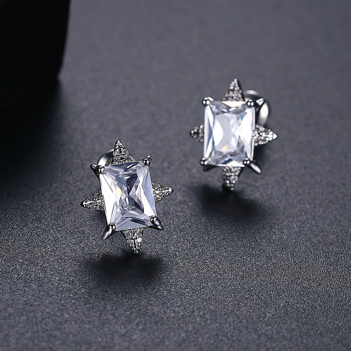 Cubic Zirconia & Crystal Silver-Plated Star Stud Earrings