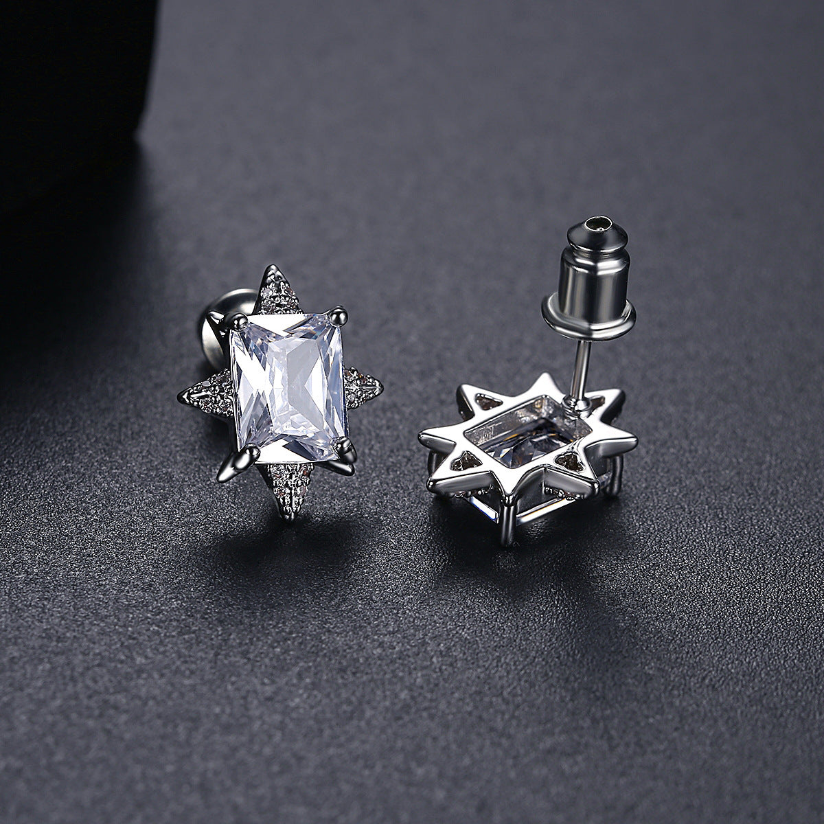 Cubic Zirconia & Crystal Silver-Plated Star Stud Earrings