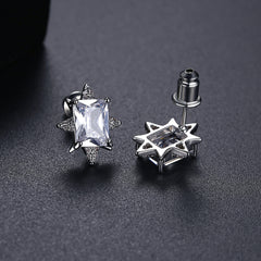 Cubic Zirconia & Crystal Silver-Plated Star Stud Earrings