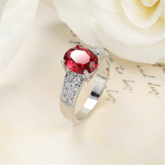 Red Cubic Zirconia & Crystal Two-Row Oval Ring