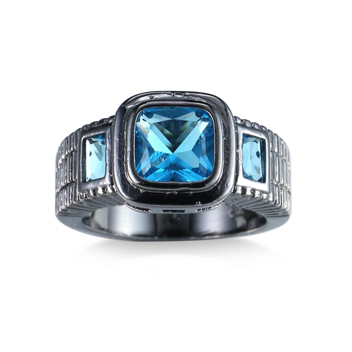 Sea Blue Crystal & Copper Bezel-Set Ring