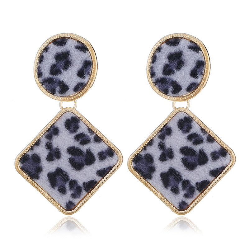 White Gabardine & 18K Gold-Plated Leopard Print Drop Earrings